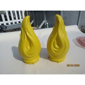 Vintage Yellow Plastic Blow Mold Flame Toppers Replacement Set of 2 / 10"x 4"